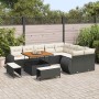 Conjunto de sofá de jardín con cojín 12 pcs Negro y crema