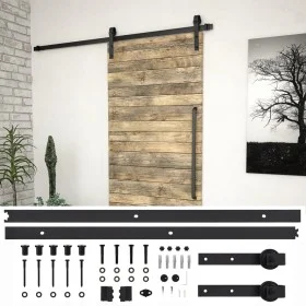 SKIEN Schiebetür-Beschlagsatz aus schwarzem Stahl, 200 cm von vidaXL, Türrahmen - Ref: Foro24-145265, Preis: 48,42 €, Rabatt: %