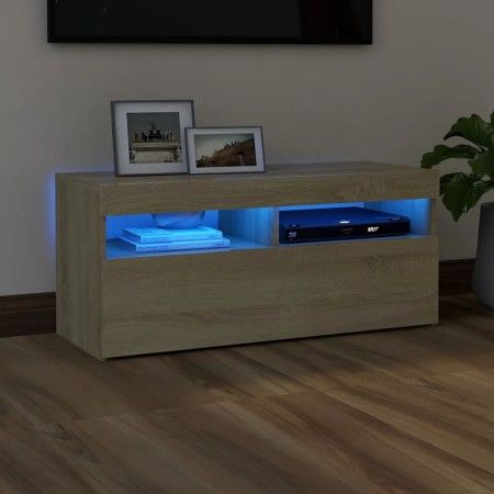 TV-Schrank mit LED-Leuchten Sonoma-Eiche 90x35x40 cm von vidaXL, TV-Möbel - Ref: Foro24-804385, Preis: 62,04 €, Rabatt: %