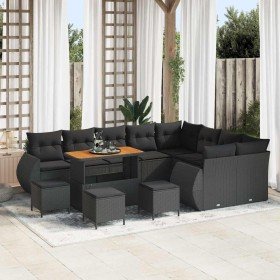 Conjunto de sofá de jardín 13 pcs Negro 110 x 55 x 71 cm
