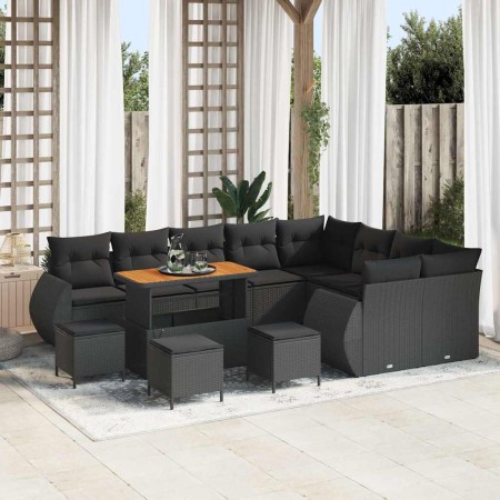 Conjunto de sofá de jardín 13 pcs Negro 110 x 55 x 71 cm