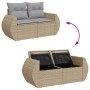 Conjunto de sofá de jardín con cojín 13 pcs beige y gris claro