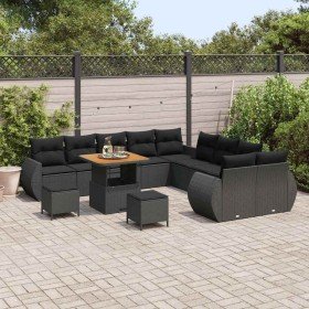 Conjunto de sofá de jardín 13 pcs Negro 80 x 80 x 71 cm