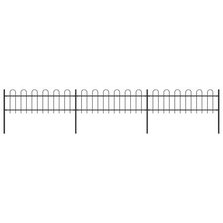Valla de jardín con aro superior de acero 537x60 cm negra