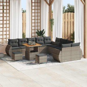 Conjunto de sofá de jardín 13 pcs Gris 80 x 80 x 71 cm