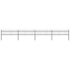 Valla de jardín con aro superior de acero 714,5x60 cm negra