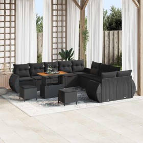Conjunto de sofá de jardín 13 pcs Negro 90 x 55 x 71 cm