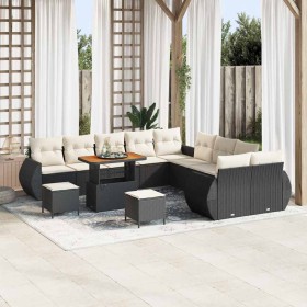 Conjunto de sofá de jardín 13 pcs Negro y crema 90 x 55 x 71 cm