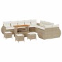 Conjunto de sofá de jardín con cojín 14 pcs beige y crema