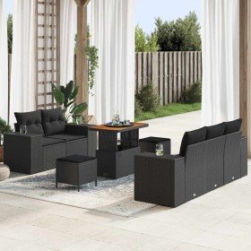 Conjunto de sofá de jardín Manual 8 pcs Negro 90 x 55 x 71 cm Conjunto de sofá de jardín Manual 8 pcs Negro 90 x 55 x 71 cm
