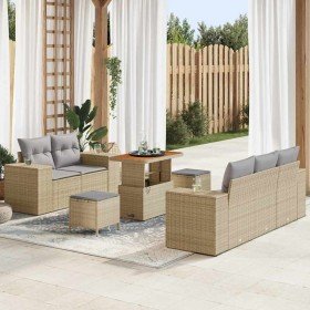 Conjunto de sofá de jardín con cojín 8 pcs beige y gris claro