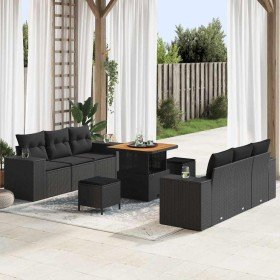 Conjunto de sofá de jardín Manual 9 pcs Negro 80 x 80 x 71 cm Conjunto de sofá de jardín Manual 9 pcs Negro 80 x 80 x 71 cm