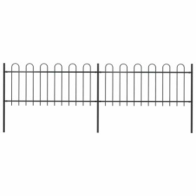 Valla de jardín con aro superior de acero 359x80 cm negra