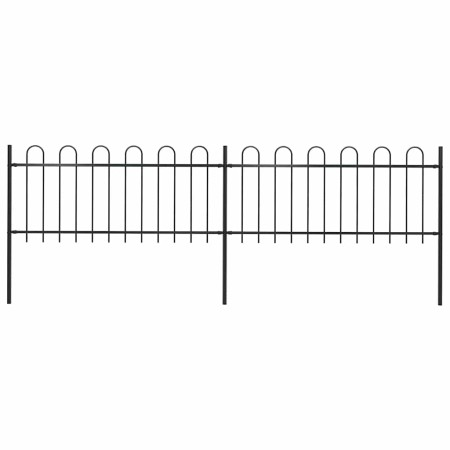 Valla de jardín con aro superior de acero 359x80 cm negra