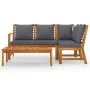 Muebles de jardín 4 pzas cojines crema madera maciza de acacia de vidaXL, Conjuntos de jardín - Ref: Foro24-3057778, Precio: ...