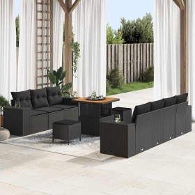 Conjunto de sofá de jardín 10 pcs Negro 80 x 80 x 71 cm