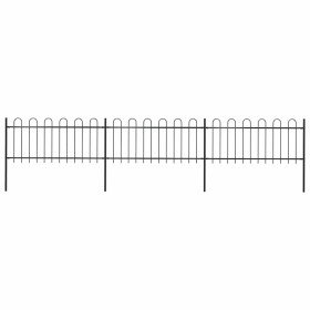 Valla de jardín con aro superior de acero 537x80 cm negra