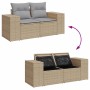 Conjunto de sofá de jardín con cojín 10 pcs Beige y Gris Claro