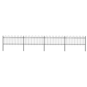 Valla de jardín con aro superior de acero 714,5x80 cm negra