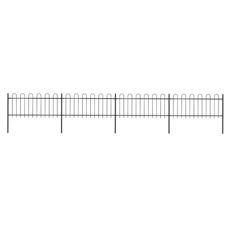 Valla de jardín con aro superior de acero 714,5x80 cm negra