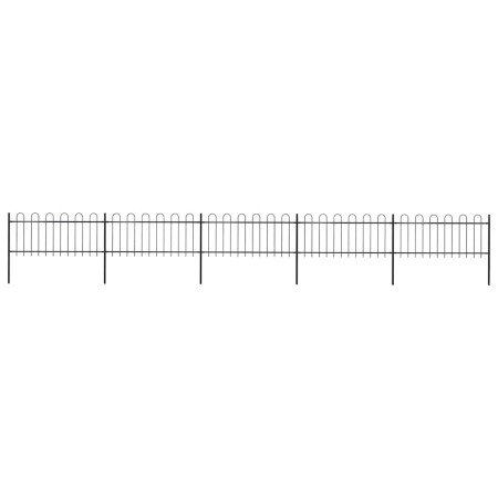 Valla de jardín con aro superior de acero 892,5x80 cm negra en Paneles de vallas | Comprar online en Foro24