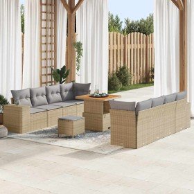 Conjunto de sofá de jardín con cojín 11 pcs Beige y Gris Claro en Sofás de exterior | Comprar online en Foro24