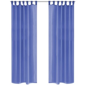 Cortinas de gasa 2 unidades 140x175 cm azul real