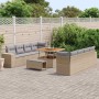Conjunto de sofá de jardín con cojín 11 pcs Beige y Gris Claro