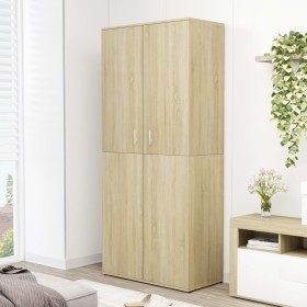 Mueble zapatero madera contrachapada color roble 80x39x178 cm