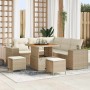 Conjunto de sofá de jardín 8 pcs Beige y Crema 80 x 80 x 71 cm