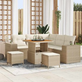 Conjunto de sofá de jardín 8 pcs Beige y Crema 80 x 80 x 71 cm