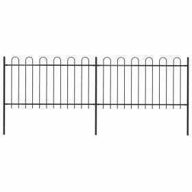 Valla de jardín con aro superior de acero 359x100 cm negra