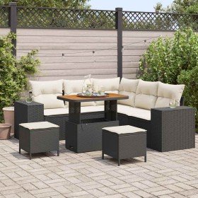 Conjunto de sofá de jardín 8 pcs Negro y crema 90 x 55 x 71 cm