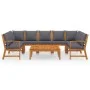 Muebles de jardín 9 pzas cojines crema madera maciza de acacia de vidaXL, Conjuntos de jardín - Ref: Foro24-3057782, Precio: ...
