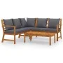 Muebles de jardín 4 pzas cojines crema madera maciza de acacia de vidaXL, Conjuntos de jardín - Ref: Foro24-3057776, Precio: ...