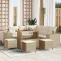 Conjunto de sofá de jardín con cojín 9 pcs Beige y Crema en Sofás de exterior | Comprar online en Foro24