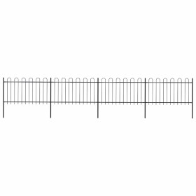 Valla de jardín con aro superior de acero 714,5x100 cm negra