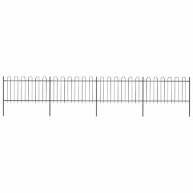Valla de jardín con aro superior de acero 714,5x100 cm negra