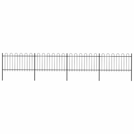 Valla de jardín con aro superior de acero 714,5x100 cm negra