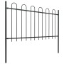 Valla de jardín con aro superior de acero 714,5x100 cm negra