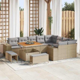 Conjunto de sofá de jardín con cojín 12 pcs Beige y Gris Claro Conjunto de sofá de jardín con cojín 12 pcs Beige y Gris Claro