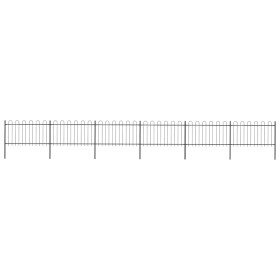 Valla de jardín con aro superior de acero 1070x100 cm negra en Paneles de vallas | Comprar online en Foro24