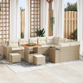 Conjunto de sofá de jardín 12 pcs Beige y Crema 80 x 80 x 71 cm
