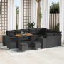 Conjunto de sofá de jardín 13 pcs Negro 110 x 55 x 71 cm