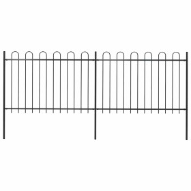 Valla de jardín con aro superior de acero 359x120 cm negra