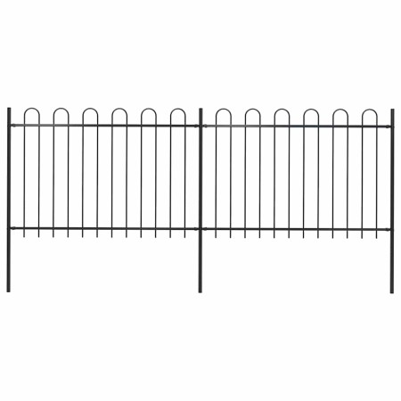 Valla de jardín con aro superior de acero 359x120 cm negra