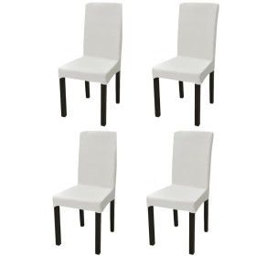 Gerader elastischer Stuhlbezug 4 Einheiten cremefarben von vidaXL, Abdeckungen - Ref: Foro24-131421, Preis: 17,21 €, Rabatt: %