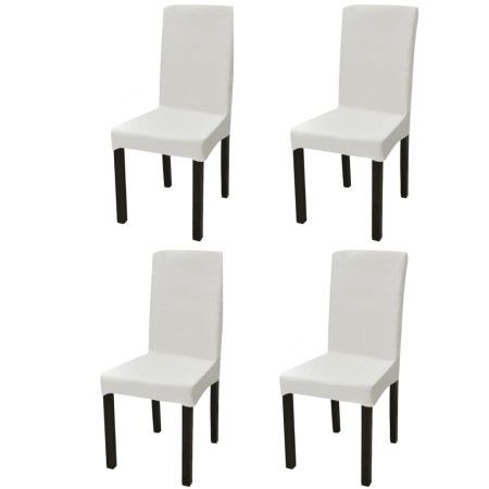 Gerader elastischer Stuhlbezug 4 Einheiten cremefarben von vidaXL, Abdeckungen - Ref: Foro24-131421, Preis: 17,21 €, Rabatt: %