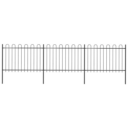 Valla de jardín con aro superior de acero 537x120 cm negra