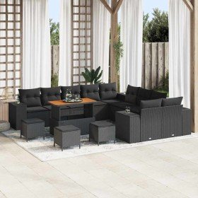 Conjunto de sofá de jardín 14 pcs Negro ratán sintético en Sofás de exterior | Comprar online en Foro24